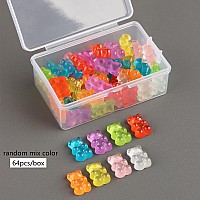 Fcozpjk Gummy Bear Nail Charms 64Pcs Flatback Resin Bear Charms Glowing In The Dark Nail Decorations Neon Fake Candy Kawaii