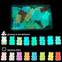 Fcozpjk Gummy Bear Nail Charms 64Pcs Flatback Resin Bear Charms Glowing In The Dark Nail Decorations Neon Fake Candy Kawaii