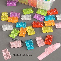 Fcozpjk Gummy Bear Nail Charms 64Pcs Flatback Resin Bear Charms Glowing In The Dark Nail Decorations Neon Fake Candy Kawaii