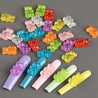 Fcozpjk Gummy Bear Nail Charms 64Pcs Flatback Resin Bear Charms Glowing In The Dark Nail Decorations Neon Fake Candy Kawaii