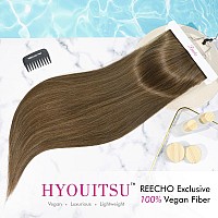 Reecho 28 Straight Long 4 Pcs Set Thick Clip In On Hair Extensions Light Ash Brown