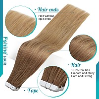 Fshine Hair Extensions Tape In Real Human Hair Balayage Hair Extensions Color 10 Golden Brown To 14 Dark Blonde 12 Inch Invisibl