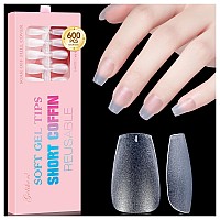 Gelike Ec Short Coffin Gel X Nail Tips 600Pcs Preshape Acrylic Nail For Full Cover Extension Diy At Home Salon 12 Sizes Gelly