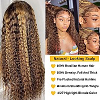 26 Inch Highlight Deep Wave Lace Front Wigs Human Hair Pre Plucked Glueless 13X4 Hd Transparent Ombre Lace Front Wig Human Hair