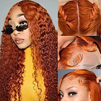 Aveiyce Ginger Orange Deep Wave Lace Front Wigs Human Hair Colored 13X4 Hd Transparent Lace Frontal Wig Human Hair For Black Wom