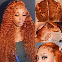 Aveiyce Ginger Orange Deep Wave Lace Front Wigs Human Hair Colored 13X4 Hd Transparent Lace Frontal Wig Human Hair For Black Wom