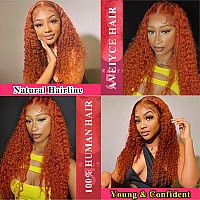 Aveiyce Ginger Orange Deep Wave Lace Front Wigs Human Hair Colored 13X4 Hd Transparent Lace Frontal Wig Human Hair For Black Wom