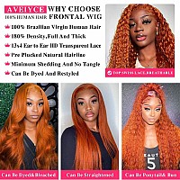 Aveiyce Ginger Orange Deep Wave Lace Front Wigs Human Hair Colored 13X4 Hd Transparent Lace Frontal Wig Human Hair For Black Wom