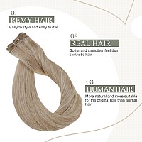 Fshine Human Hair Sew In Extensions Color Ash Blonde 18P613 Mixed With Bleach Blonde Hair Extensions Real Human Hair Weft 22 Inc