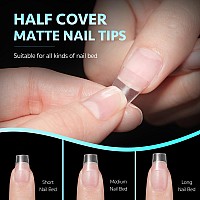 Gaoy Short Coffin Fake Nail Tips 360Pcs Matte Soft Gel X Nail Tips 12 Sizes Half Cover Acrylic False Press On Nails Tips Nail