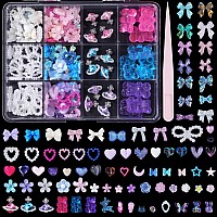 3D Assorted Nail Charms Mix Bear Acrylic Pink Color Blue White Nail Charms Planet Star Nail Gems Charms Color Butterfly Bowknots