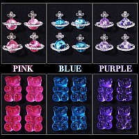 3D Assorted Nail Charms Mix Bear Acrylic Pink Color Blue White Nail Charms Planet Star Nail Gems Charms Color Butterfly Bowknots