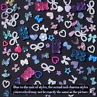 3D Assorted Nail Charms Mix Bear Acrylic Pink Color Blue White Nail Charms Planet Star Nail Gems Charms Color Butterfly Bowknots