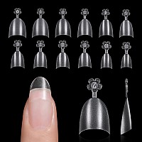 Gaoy Short Almond Fake Nail Tips 360Pcs Matte Soft Gel X Nail Tips 12 Sizes Half Cover Acrylic False Press On Nails Tips Nail