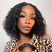 Wear And Go Glueless Wigs Human Hair Pre Plucked Pre Cut Lace Closure Wigs For Black Women Glueless 180 Density Curly Bob Wig H