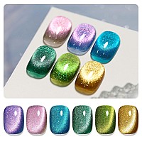 Gaoy Glitter Cat Eye Gel Nail Polish Set With Magnet Colorful Galaxy For Holographic Cat Eye Salon Gel Manicure And Nail Art Di