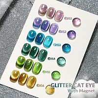 Gaoy Glitter Cat Eye Gel Nail Polish Set With Magnet Colorful Galaxy For Holographic Cat Eye Salon Gel Manicure And Nail Art Di