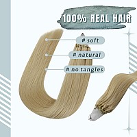 Fshine Hair Extensions Real Human Hair Microbead Platinum Blonde Hair Extensions Micro Loop Hair Extensions 16Inch Micro Ring Ha