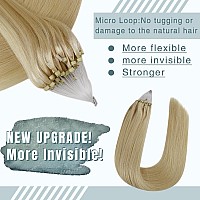 Fshine Hair Extensions Micro Beads Real Human Hair Blond Color Platinum Blonde Micro Ring Hair Extensions Human Hair 50G Straigh