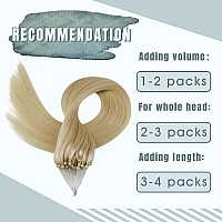 Fshine Hair Extensions Micro Beads Real Human Hair Blond Color Platinum Blonde Micro Ring Hair Extensions Human Hair 50G Straigh