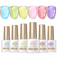 Born Pretty Jelly Gel Nail Polish 50 Semi Jelly Gel Polish Spring Summer Crystal Glass Translucent Pastel Gel Polish Candy Swee