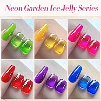 Born Pretty Jelly Gel Nail Polish Halloween 30 Ice Jelly Neon Gel Polish Crystal Transparent Gel Polish Green Yellow Hot Pink R