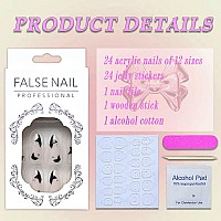 Press On Nails Medium Almond Mabkjlf Fake Nails Full Cover False Nails With Black Stars Designs Rhinestones Glossy Acrylic Nails