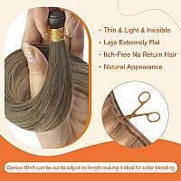 Full Shine Genius Weft Hair Extensions Sew In Remy Hair Extensions For Women Color Medium Brown To Honey Blonde Mix Mediun Brown