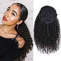 Vtaozi Ponytail Extension Human Hair Curly Drawstring Ponytail For Black Women 9A Brazilian Curly Drawstring Ponytail Extension