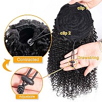 Vtaozi Ponytail Extension Human Hair Curly Drawstring Ponytail For Black Women 9A Brazilian Curly Drawstring Ponytail Extension