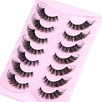 Wispy Lashes Cat Eye False Eyelashes Natural Lashes Fluffy Strip Fake Eyelashes Fox Eye Lashes Mink Clear Band Lashes 7 Pairs