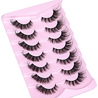 Wispy Lashes Cat Eye False Eyelashes Natural Lashes Fluffy Strip Fake Eyelashes Fox Eye Lashes Mink Clear Band Lashes 7 Pairs