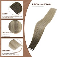 Full Shine Insert Tape In Hair Extensions Color 4780 Medium Brown And Blonde Seamless Virgin Human Hair Tape In Extensions 20I