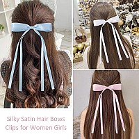 Yhxx Ylen 6 Pcs Hair Bows For Women Satin Hair Bows Large Bow Hair Clips Tassel Ribbon Bowknot With Long Tail Metal Bows Hair