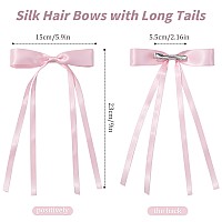 Yhxx Ylen 6 Pcs Hair Bows For Women Satin Hair Bows Large Bow Hair Clips Tassel Ribbon Bowknot With Long Tail Metal Bows Hair