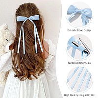 Yhxx Ylen 6 Pcs Hair Bows For Women Satin Hair Bows Large Bow Hair Clips Tassel Ribbon Bowknot With Long Tail Metal Bows Hair