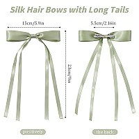 Yhxx Ylen 6 Pcs Hair Bows For Women Satin Hair Bows Large Bow Hair Clips Tassel Ribbon Bowknot With Long Tail Metal Bows Hair