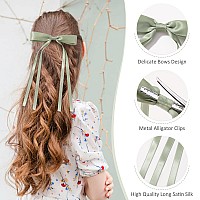 Yhxx Ylen 6 Pcs Hair Bows For Women Satin Hair Bows Large Bow Hair Clips Tassel Ribbon Bowknot With Long Tail Metal Bows Hair