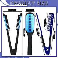 Chengu Hair Straightening Comb 2 Pcs Boar Bristles Clamp Double Sided Brush V Shaped Styling Hair Comb For Straightening Kno