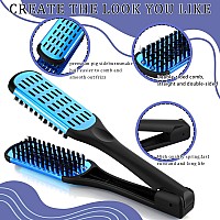 Chengu Hair Straightening Comb 2 Pcs Boar Bristles Clamp Double Sided Brush V Shaped Styling Hair Comb For Straightening Kno