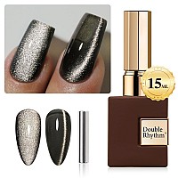 Double Rhythm 05 Oz Cat Eye Gel Polish With Magnet 15Ml Holographic Glitter Shimmer Translucent Jelly Color Magnetic Nail Polis