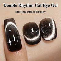 Double Rhythm 05 Oz Cat Eye Gel Polish With Magnet 15Ml Holographic Glitter Shimmer Translucent Jelly Color Magnetic Nail Polis