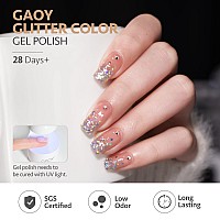 Gaoy Glitter Gel Nail Polish Set Of 6 Colors Including Sparkly Shiny Pink Silver Gel Nail Kit For Nail Art Diy Manicure And Pedi