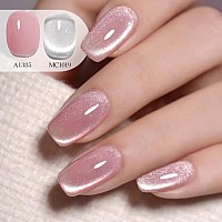 Double Rhythm 05 Oz Cat Eye Gel Polish With Magnet 15Ml Holographic Glitter Shimmer Translucent Jelly Color Magnetic Nail Polis