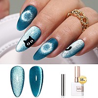 Double Rhythm 05 Oz Cat Eye Gel Polish With Magnet 15Ml Holographic Glitter Shimmer Translucent Jelly Color Magnetic Nail Polis