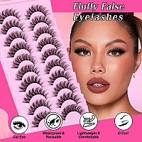 Lashes With Lash Glue False Eyelashes Fluffy Lashes Kit 16Mm Natural Lashes Wispy Fake Eyelashes With 5Ml Eyelash Glue 10 Pairs