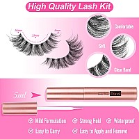 Lashes With Lash Glue False Eyelashes Fluffy Lashes Kit 16Mm Natural Lashes Wispy Fake Eyelashes With 5Ml Eyelash Glue 10 Pairs