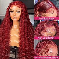 Burgundy Lace Front Wigs Human Hair 180 Density 13X4 Water Curly Lace Front Wigs Human Hair Pre Plucked Glueless Wigs Human Hai