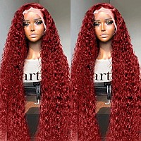 Burgundy Lace Front Wigs Human Hair 180 Density 13X4 Water Curly Lace Front Wigs Human Hair Pre Plucked Glueless Wigs Human Hai