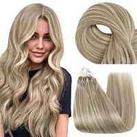 Fshine Micro Beads Hair Extensions Real Human Hair Color 18613 Ash Blonde Micro Link Human Hair Extensions 20 Inch Prebonded Ha